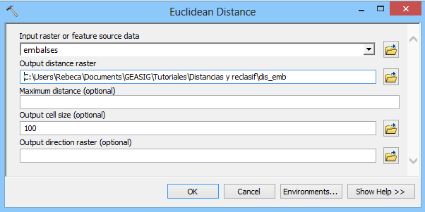 Distancia euclidiana y reclasificacion raster con ArcGIS